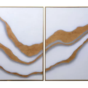 Gold Abyss (Set Of 2) - 40" X 60" - Gold Floater Frame