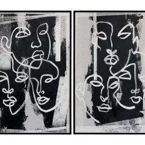 Face To Face (Set Of 2) - 40" X 60" - Black Floater Frame